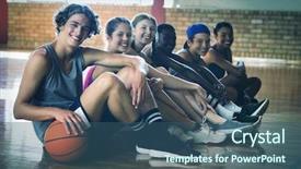  Presentation with high school - Colorful PPT theme enhanced with portrait of high school kids backdrop and a ocean colored foreground