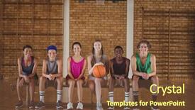  Presentation with basketball court - Colorful slides enhanced with portrait of high school kids backdrop and a tawny brown colored foreground