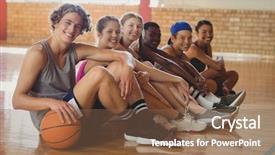  Presentation with school kids - Theme featuring portrait of high school kids background and a violet colored foreground