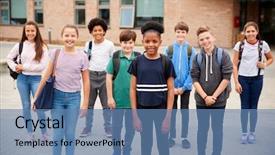  Presentation with old buildings - PPT layouts consisting of portrait of high school student background and a teal colored foreground