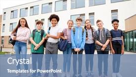  Presentation with high school - Colorful slide set enhanced with portrait of high school student backdrop and a teal colored foreground