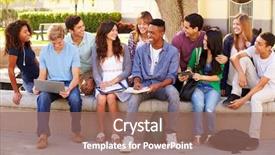  Presentation with high school students - Beautiful slide deck featuring portrait of high school students backdrop and a coral colored foreground