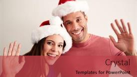  Presentation with santa - Audience pleasing presentation theme consisting of portrait-of-hispanic-couple-wearing backdrop and a red colored foreground
