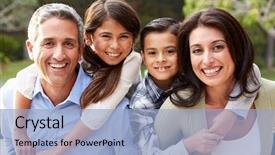  Presentation with family - Audience pleasing presentation design consisting of portrait of hispanic family backdrop and a light blue colored foreground