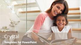  Presentation with daughter mother - Slide deck consisting of portrait-of-hispanic-mother background and a coral colored foreground