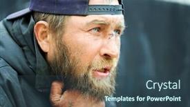  Presentation with homeless - Cool new theme with portrait of homeless backdrop and a ocean colored foreground