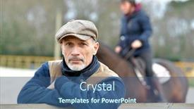  Presentation with horse - Theme having portrait-of-horseman-leaning background and a ocean colored foreground