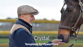  Presentation with horse - Theme with portrait-of-horseman-standing background and a navy blue colored foreground