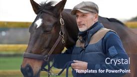  Presentation with horse - Audience pleasing slide deck consisting of portrait-of-horseman-standing backdrop and a ocean colored foreground