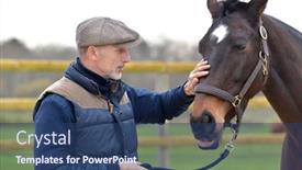  Presentation with horse - Cool new presentation with portrait-of-horseman-standing backdrop and a ocean colored foreground