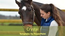  Presentation with horse - Audience pleasing PPT layouts consisting of portrait-of-horsewoman-and-horse backdrop and a tawny brown colored foreground