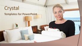  Presentation with hotel housekeeping - Amazing theme having portrait of hotel chambermaid backdrop and a lemonade colored foreground