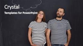  Presentation with husband and wife - Colorful slide deck enhanced with portrait of husband and pregnant backdrop and a  colored foreground