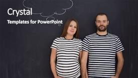  Presentation with husband and wife 3 d - Slides having portrait of husband and pregnant background and a  colored foreground