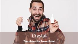  Presentation with sneezing - Colorful theme enhanced with portrait-of-ill-caucasian-guy backdrop and a violet colored foreground