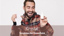  Presentation with sneezing - Slides with portrait-of-ill-happy-guy background and a violet colored foreground