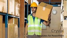  Presentation with warehouse - Theme featuring portrait-of-indian-asian-warehouse background and a coral colored foreground