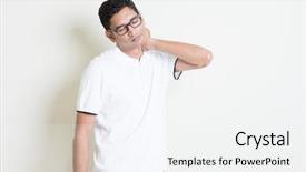  Presentation with portrait of indian macaque monkey - Colorful PPT theme enhanced with portrait of indian guy neck pain massaging with tired face expression asian man standing on plain background with shadow and copy space handsome male model backdrop and a white colored foreground