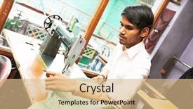  Presentation with portrait of indian macaque monkey - PPT layouts consisting of portrait of indian man tailor background and a coral colored foreground