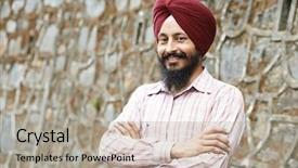  Presentation with turban - PPT theme with portrait of indian sikh man background and a light gray colored foreground