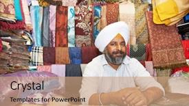  Presentation with turban - Slide set with portrait of indian sikh man background and a coral colored foreground