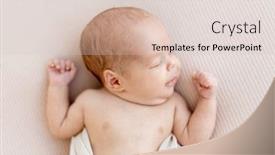 Presentation with newborn - PPT theme enhanced with portrait of innocent sleeping newborn background and a lemonade colored foreground