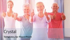  Presentation with seniors - PPT layouts featuring portrait of instructor and seniors background and a light blue colored foreground