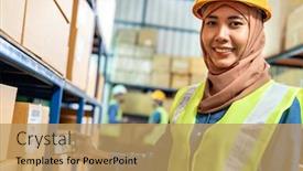  Presentation with mobile technology - Presentation with portrait-of-islam-muslim-female background and a coral colored foreground