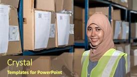  Presentation with scanner - PPT theme consisting of portrait-of-islam-muslim-female background and a violet colored foreground