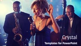  Presentation with jazz - Slide set with portrait-of-jazz-band-playing background and a navy blue colored foreground