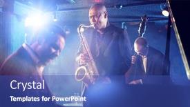  Presentation with jazz - Presentation theme enhanced with portrait-of-jazz-band-playing background and a ocean colored foreground