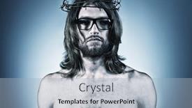  Presentation with jesus christ - Colorful PPT theme enhanced with portrait of jesus christ religion backdrop and a light blue colored foreground