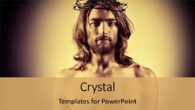  Presentation with jesus christ - PPT theme with portrait of jesus christ religion background and a yellow colored foreground