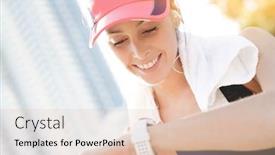  Presentation with smartwatch - Cool new presentation theme with portrait-of-jogger-woman-looking backdrop and a lemonade colored foreground