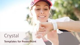  Presentation with smartwatch - Audience pleasing presentation theme consisting of portrait-of-jogger-woman-looking backdrop and a lemonade colored foreground