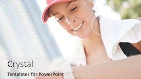  Presentation with smartwatch - Presentation theme enhanced with portrait-of-jogger-woman-looking background and a lemonade colored foreground