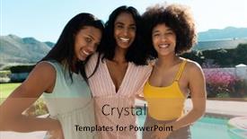 Presentation with summer time - PPT theme enhanced with portrait-of-joyful-biracial-young background and a coral colored foreground