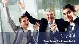  Presentation with joyful - PPT layouts featuring portrait of joyful business group showing their gladness and looking at camera background and a ocean colored foreground