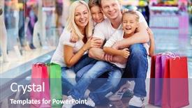  Presentation with family shopping - Amazing PPT layouts having portrait of joyful family backdrop and a ocean colored foreground