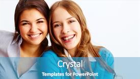  Presentation with joyful - Slide deck having portrait of joyful girls looking at camera on white background background and a teal colored foreground