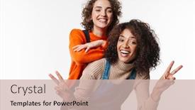  Presentation with women making - PPT layouts consisting of portrait-of-joyful-multinational-women background and a soft green colored foreground