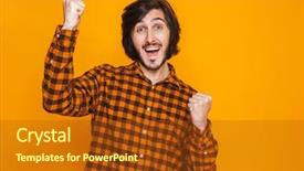  Presentation with role play woman and man - Beautiful theme featuring portrait of joyous man wearing backdrop and a tawny brown colored foreground