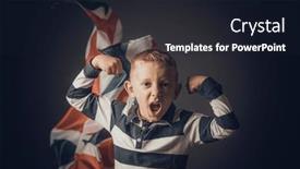  Presentation with english - Presentation theme enhanced with portrait-of-jubilant-child background and a wine colored foreground