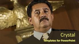  Presentation with judge - Colorful slides enhanced with portrait-of-judge-in-robe backdrop and a tawny brown colored foreground