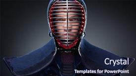  Presentation with armor - Slide set consisting of portrait of kendoka in traditional background and a  colored foreground