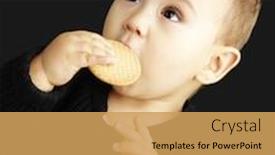 Presentation with biscuit - PPT layouts having portrait-of-kid-eating background and a yellow colored foreground