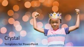  Presentation with flexing - Audience pleasing slides consisting of portrait of kid wear backdrop and a light blue colored foreground