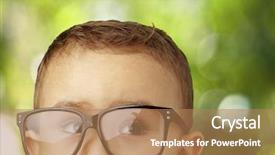  Presentation with kid water glass - Audience pleasing presentation theme consisting of portrait of kid wearing glasses backdrop and a coral colored foreground