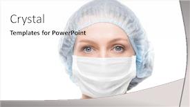  Presentation with surgical - PPT theme featuring portrait-of-lady-doctor background and a white colored foreground
