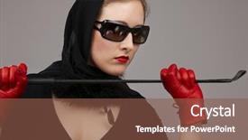  Presentation with crop - Cool new presentation design with portrait of lady in black headscarf and red gloves with crop backdrop and a tawny brown colored foreground